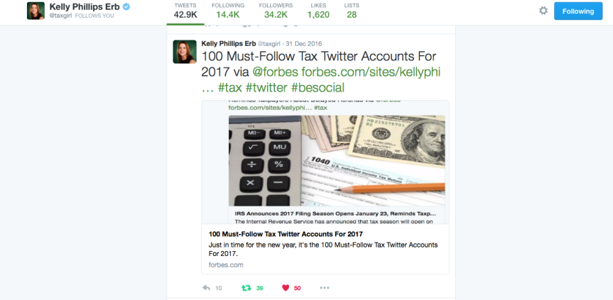 Top 2017 Tax Twitter Follows